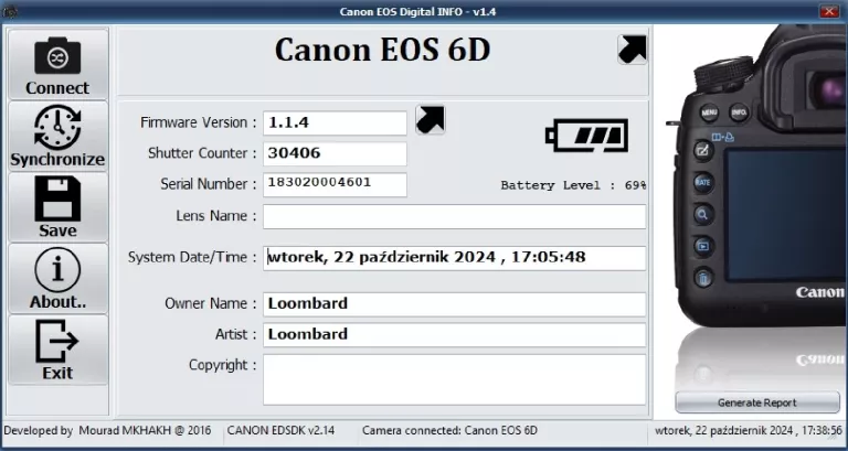 CANON EOS 6D (WG) + OBIEKTYW CANON EF 24-105MM ZESTAW PRZEBIEG 30406
