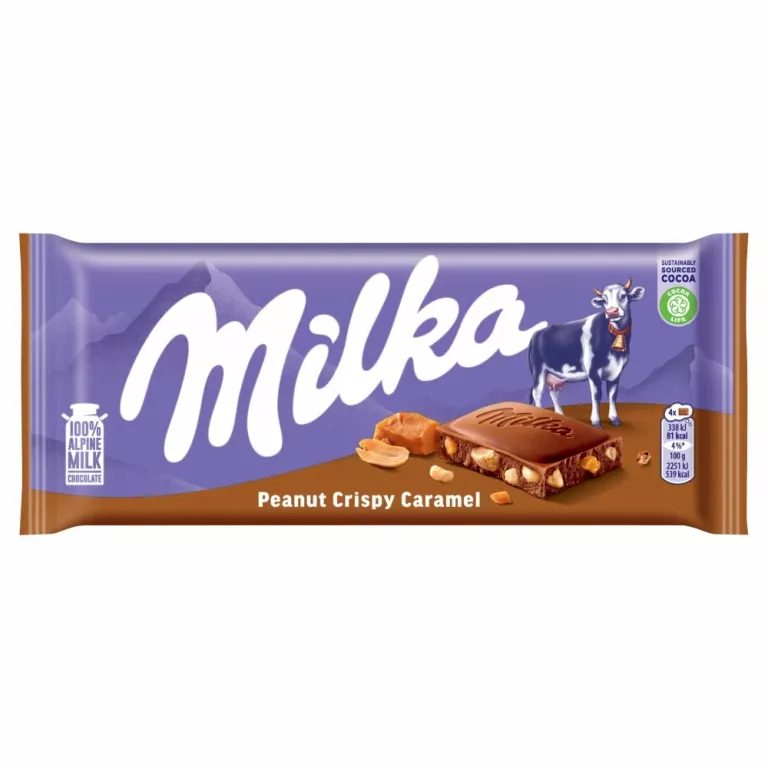 CZEKOLADA MILKA MLECZNA PEANUT CRISPY CARAMEL KARMELOWA Z ORZECHAMI 90 G