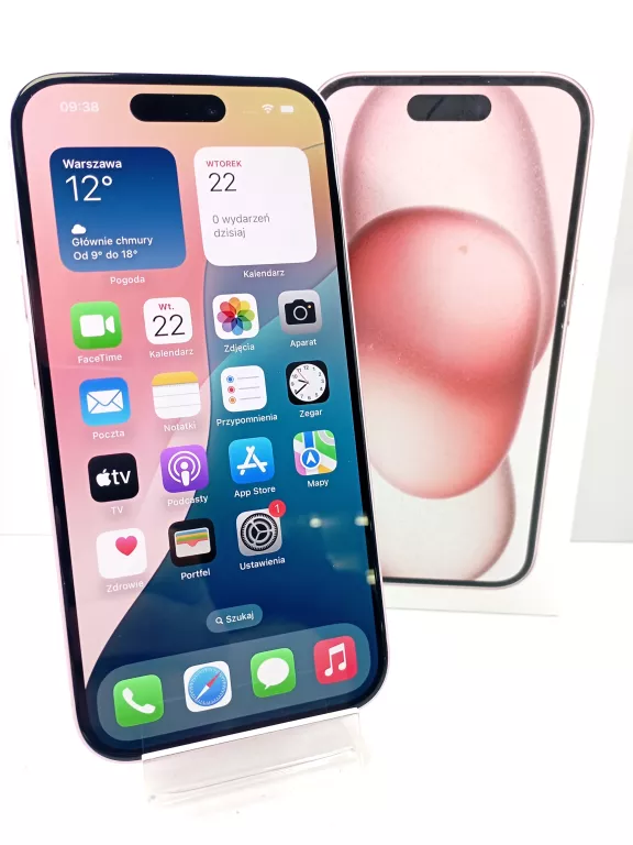 TELEFON IPHONE 15 128GB 100% BATERII PINK KOMPLET