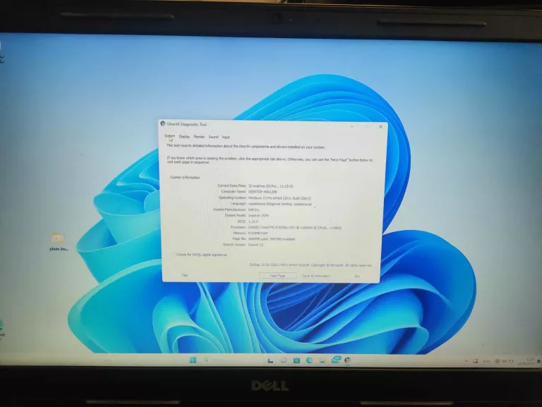 LAPTOP DELL INSPIRON 15 8GB RAM 1TB HDD I5 8GEN WIN 11