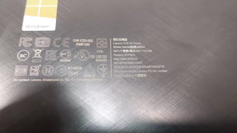 LAPTOP LENOVO Y70-70 TOUCH I5 16GB/ 240GB OPIS!!