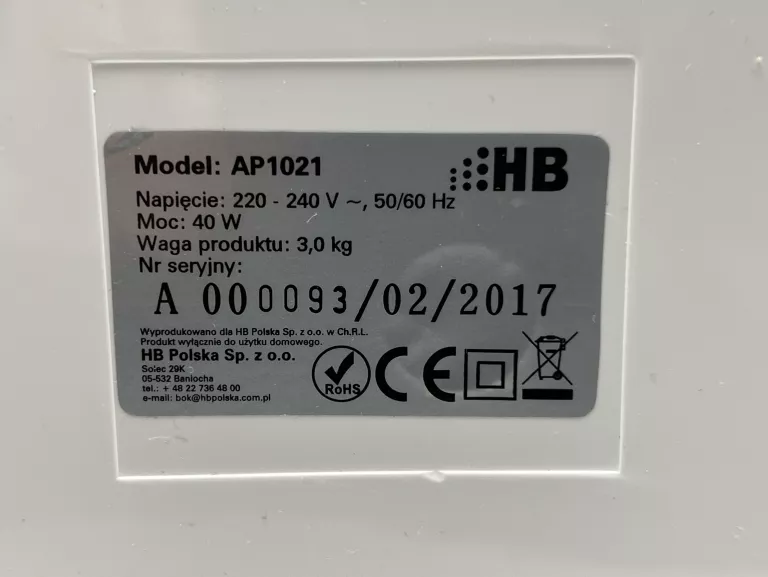 OCZYSZCZACZ POWIETRZA HB AP1021