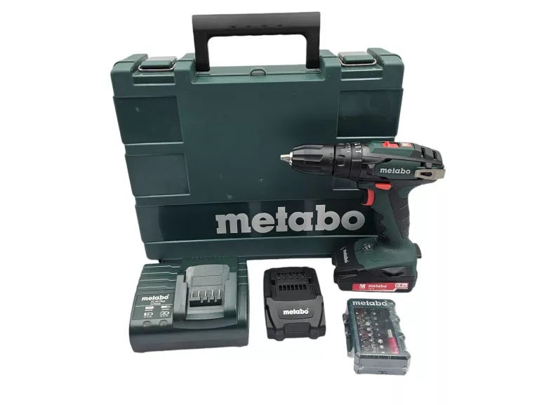 WKRĘTARKA AKUMULATOROWA METABO SB18 + 2X AKU 2.0AH + ŁADOWARKA + BITY