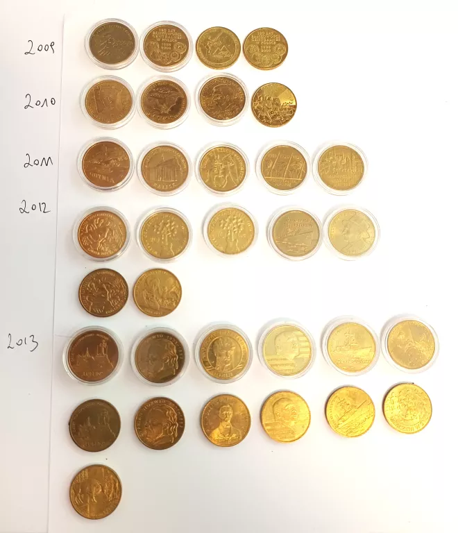 MONETY OKOLICZNOŚCIOWE 2 ZŁ 2009 2010 2011 2012 I 2013 ROK 33 SZTUKI