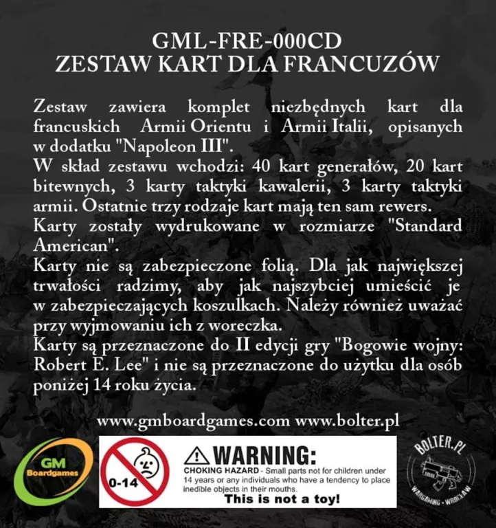 ZESTAW KART FRANCJI (PL) BOGOWIE WOJNY