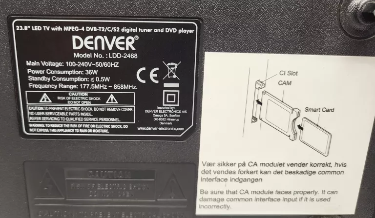 TELEWIZOR DENVER LDD-2468 (NAPĘD DVD/WBUDOWANY DEKODER) PILOT