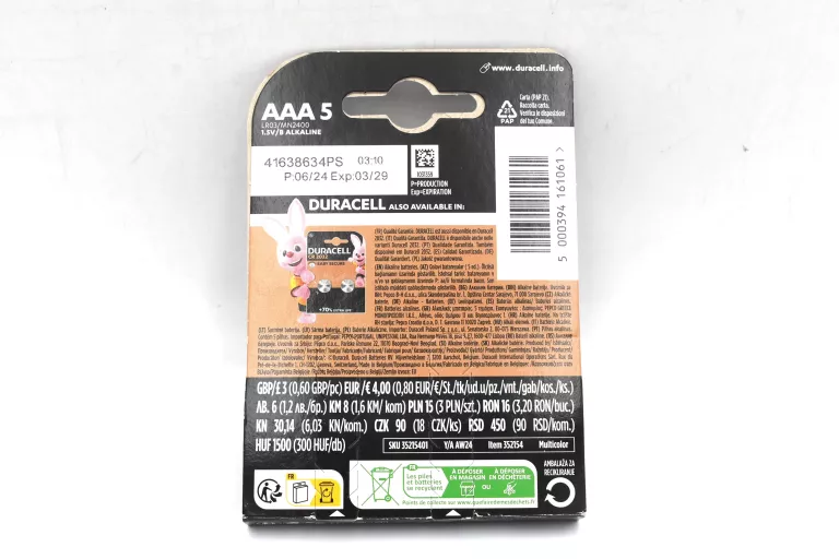 BATERIE ALKALICZNE SIMPLY DURACELL AAA (R03) 5 SZT