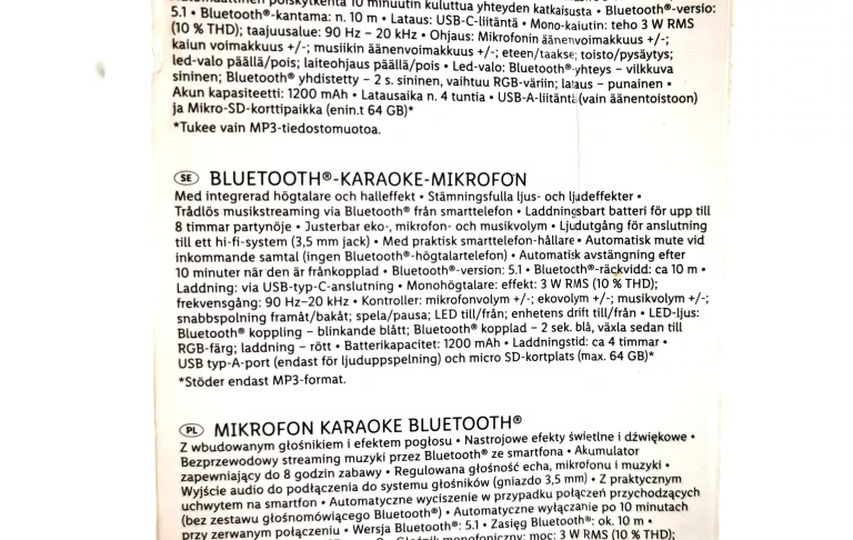 MIKROFON SILVERCREST KARAOKE BLUETOOTH