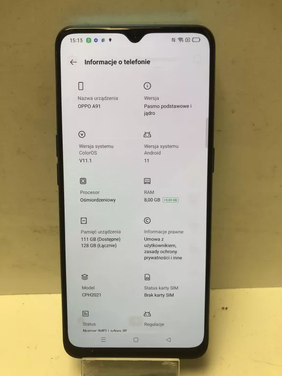TELEFON OPPO A91 8/128GB OPIS
