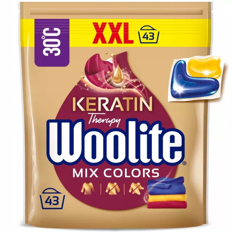 WOOLITE COLOR KAPSUŁKI DO PRANIA KOLOROWYCH UBRAŃ Z KERATYNĄ 43 SZTUKI