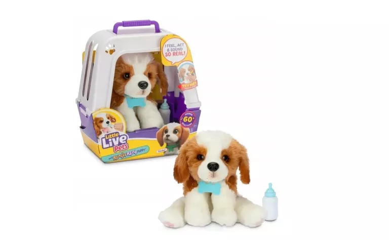 LITTLE LIVE PETS INTERAKTYWNY PIESEK ŁATEK Z KLATKĄ PRAWDZIWY SZCZENIACZEK