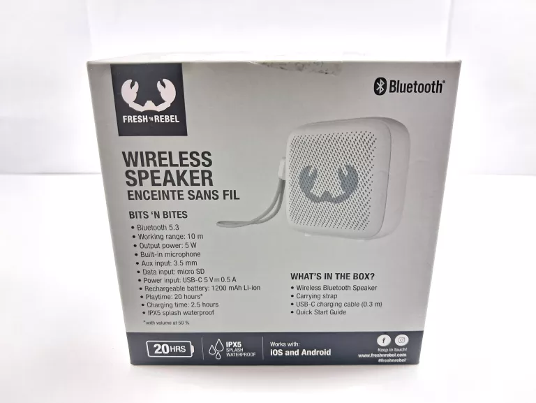 GŁOŚNIK PRZENOŚNY FRESH 'N REBEL WIRELESS SPEAKER ICE GREY 5 W