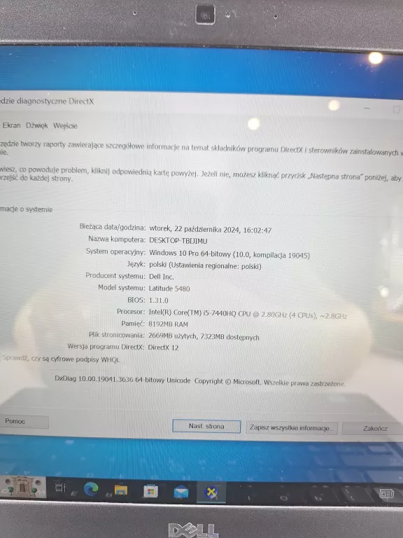 LAPTOP DELL LATITUDE 5480 (P72G) KOMPLET W TORBIE