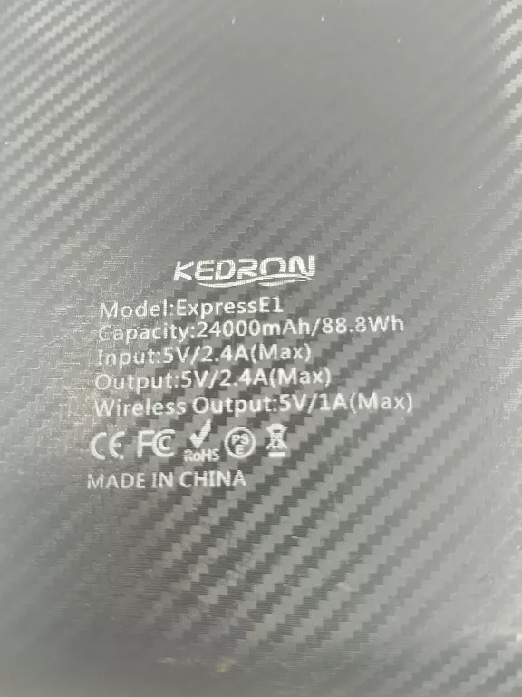 POWERBANK 24000MAH PRZENOŚNA ŁADOWARKA KEDRON EXPRESS E1 CZARNY