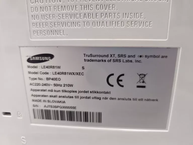 TELEWIZOR SAMSUNG LE40R81W TFT-LCD 40" HD READY - OPIS