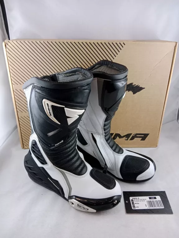 BUTY MOTOCYKLOWE DAMSKIE SHIMA RWX-6 WHITE BIAŁY CZARNY (38)