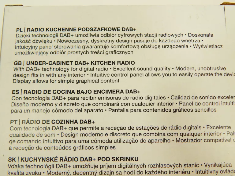 RADIO KUCHENNE PODSZAFKOWE CZARNE SIECIOWE DAB+, FM HYKKER YT81112
