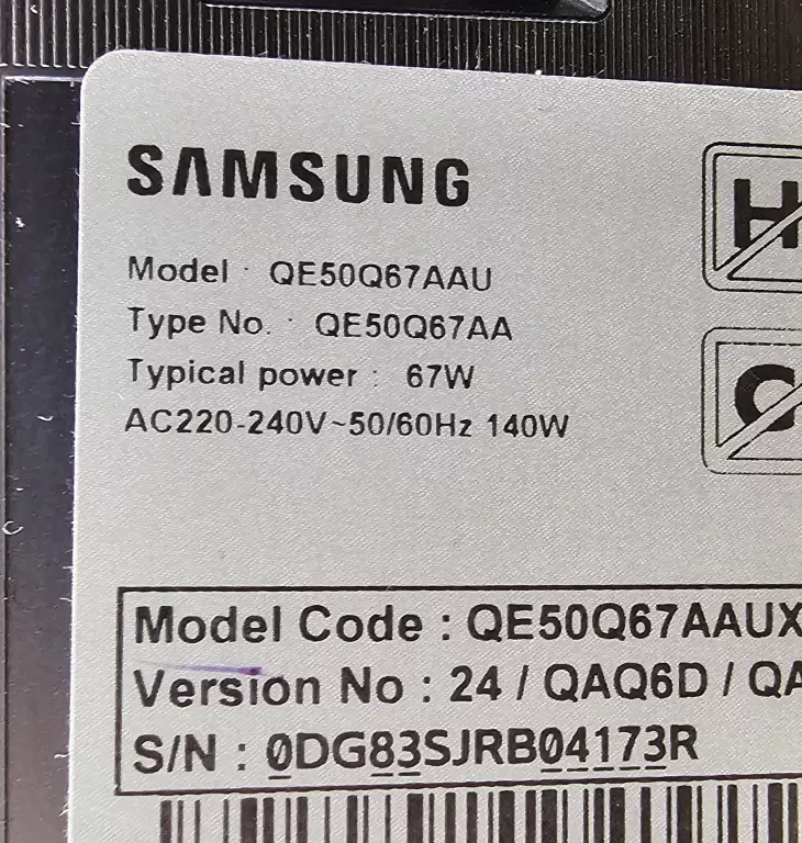 SAMSUNG 50" Q67A QLED 4K SMART TV (2021) (QE50Q67AAUXXH) OPIS!