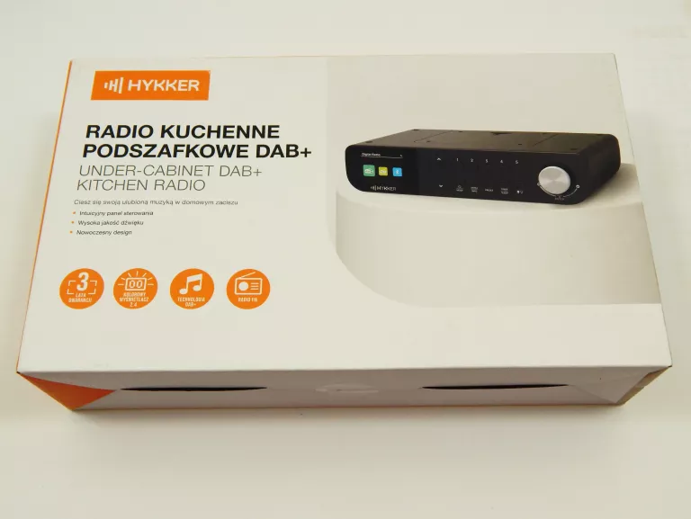 RADIO KUCHENNE PODSZAFKOWE CZARNE SIECIOWE DAB+, FM HYKKER YT81112