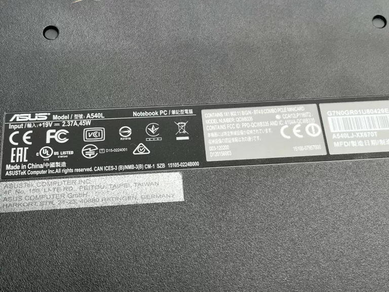 ASUS A540L 1TB HDD 4GB RAM I3-5005U NVIDIA 920M DZIAŁA TYLKO NA ZASILACZU