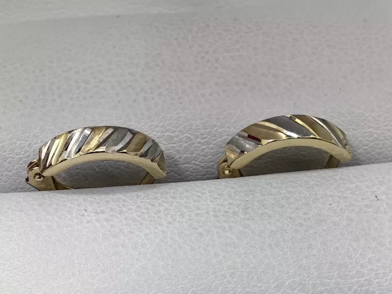 SKROMNE ZŁOTE KOLCZYKI ŻÓŁTE/BIAŁE ZŁOTO 1,14G PR.585 14K