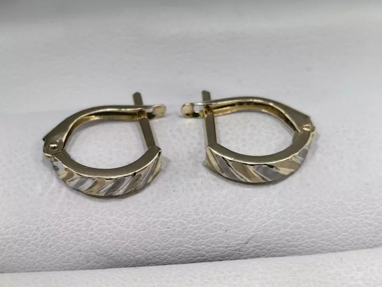 SKROMNE ZŁOTE KOLCZYKI ŻÓŁTE/BIAŁE ZŁOTO 1,14G PR.585 14K