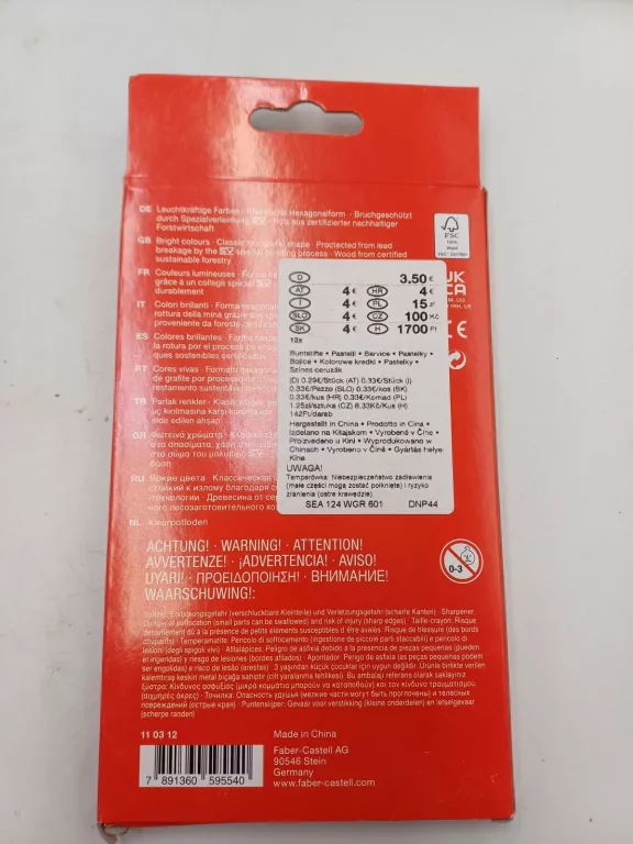 KREDKI FABER-CASTELL BUNTSTIFTE COLOUR GRIP 12 SZT