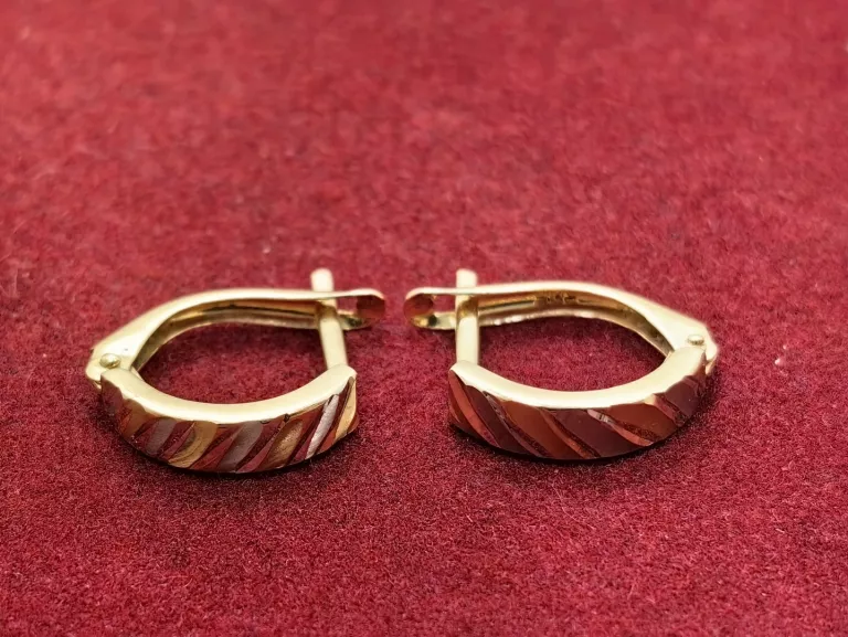 SKROMNE ZŁOTE KOLCZYKI ŻÓŁTE/BIAŁE ZŁOTO 1,14G PR.585 14K
