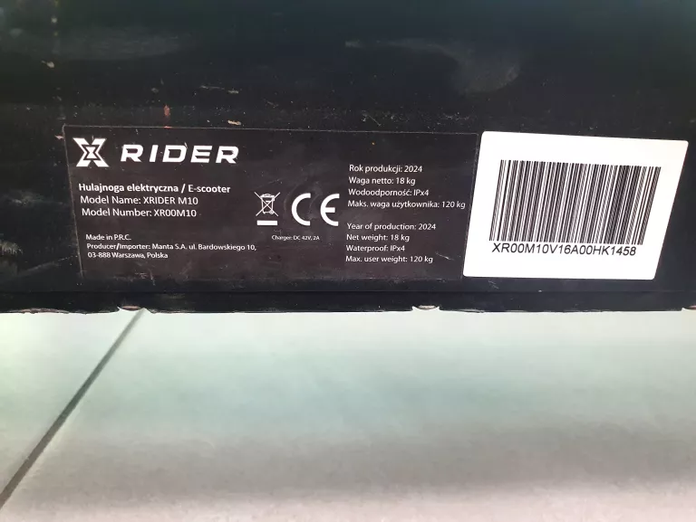 HULAJNOGA ELEKTRYCZNA  M10 XRIDER + ŁADOWARKA