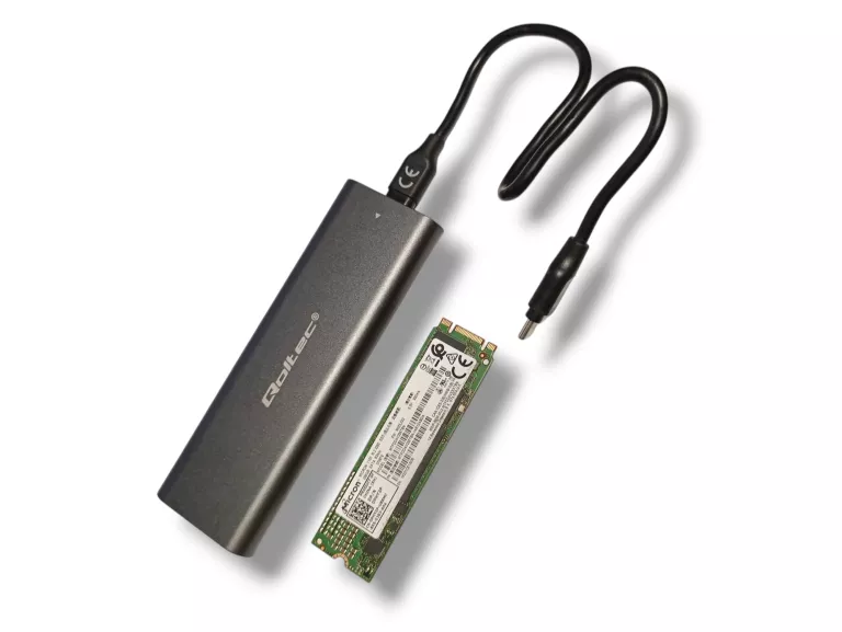 QOLTEC KIESZEŃ M.2 SATA SSD | NVME | USB TYP C + DYSK MICRON 256GB