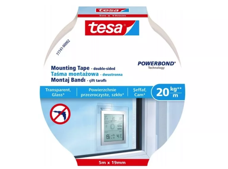 TESA TAŚMA MONTAŻOWA DWUSTRONNA 77741 5MX19MM DO SZKŁA