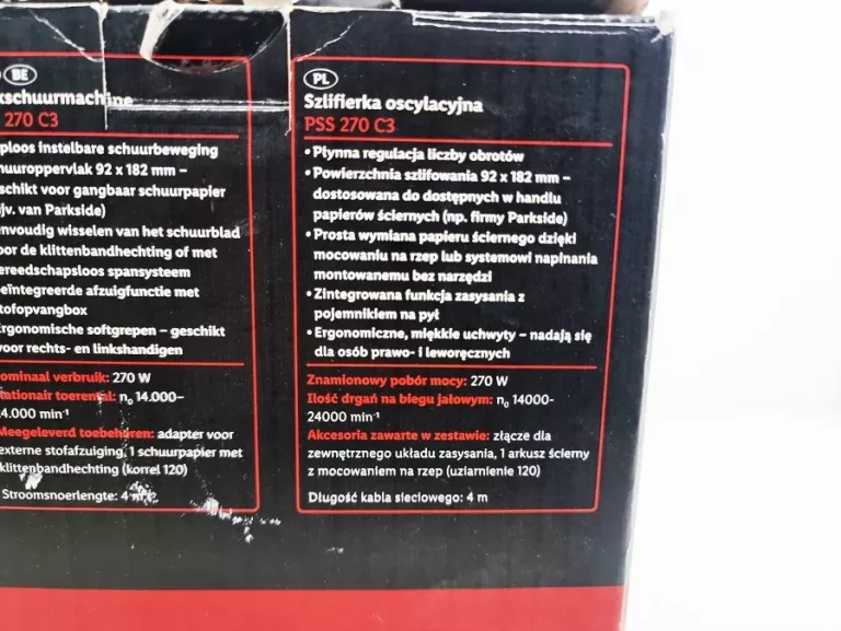 SZLIFIERKA OSCYLACYJNA PARKSIDE PSS 270 C3