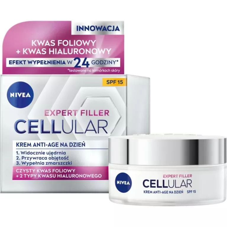 NIVEA CELLULAR KREM ANTI-AGE KWAS FOLIOWY KWAS HIALURONOWY SPF15