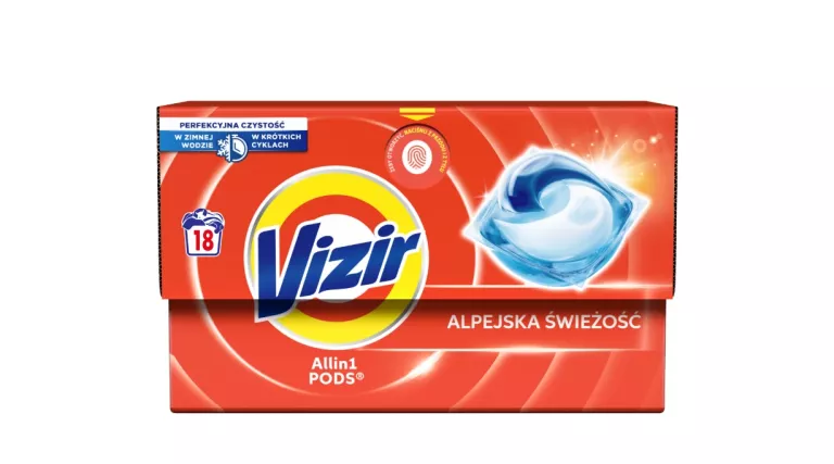 VIZIR ALLIN1 PODS KAPSULKI DO BIAŁEGO PRANIA ALPEJSKA ŚWIEŻOŚĆ 18 SZTUK