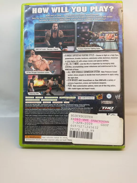 GRA NA XBOX 360 WWE SMACKDOWN! VS. RAW 2008