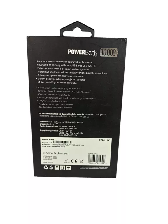 POWERBANK SILVERLINE GOTZE & JENSEN 10 000 MAH