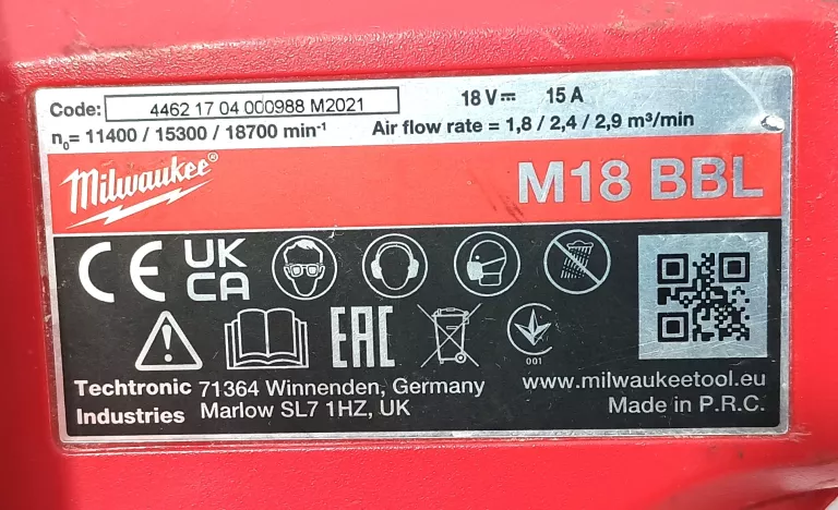 DMUCHAWA MILWAUKEE M18 BBL + AKU.