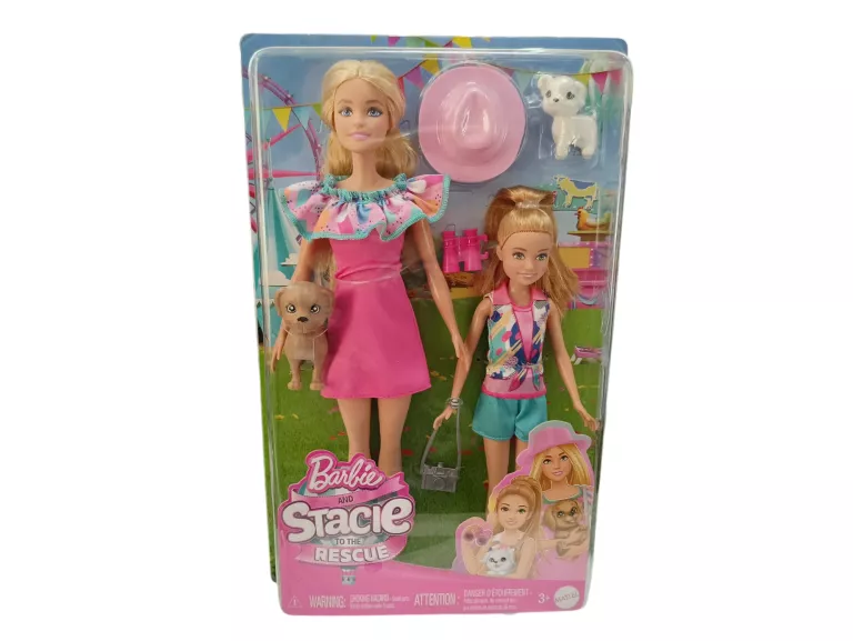 BARBIE STACIE TO THE RESCUE DWIE LALKI NA WYCIECZCE Z PIESKAMI +AKCESORIA