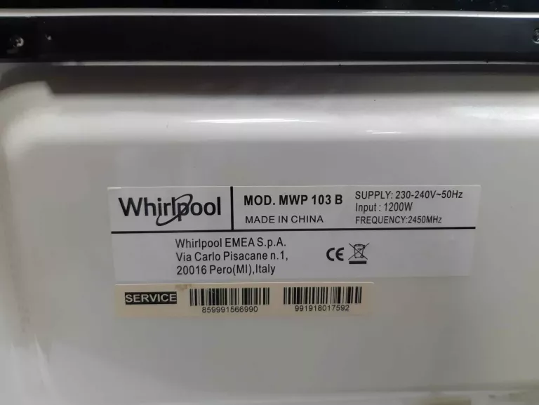 KUCHENKA MIKROFALOWA WHIRLPOOL MWP203SB GRILL