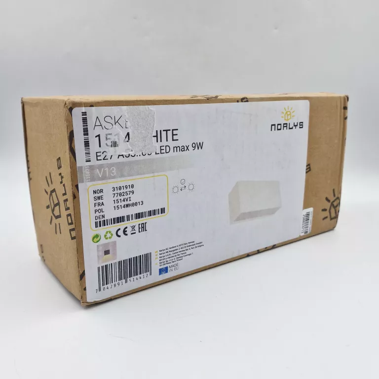 KINKIET ZEWNĘTRZNY ASKER 1514 WHITE E27 LED 9W DOWN NORLYS