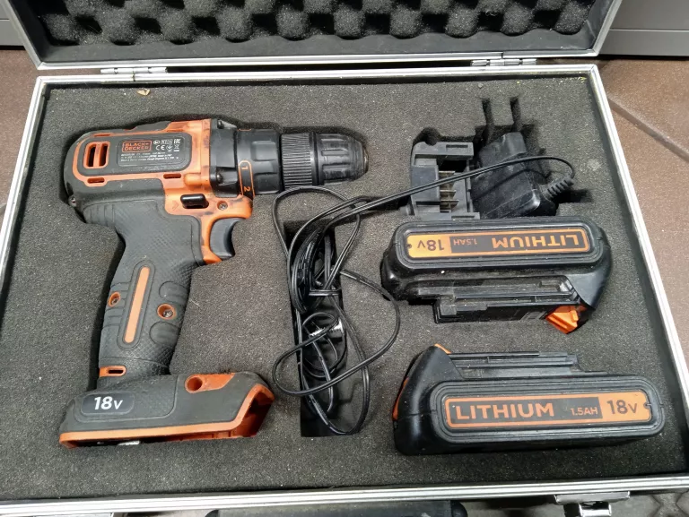 WKRĘTARKA BLACK+DECKER ZASILANIE AKUMULATOROWE 18 V BDCDD186-QW WALIZKA