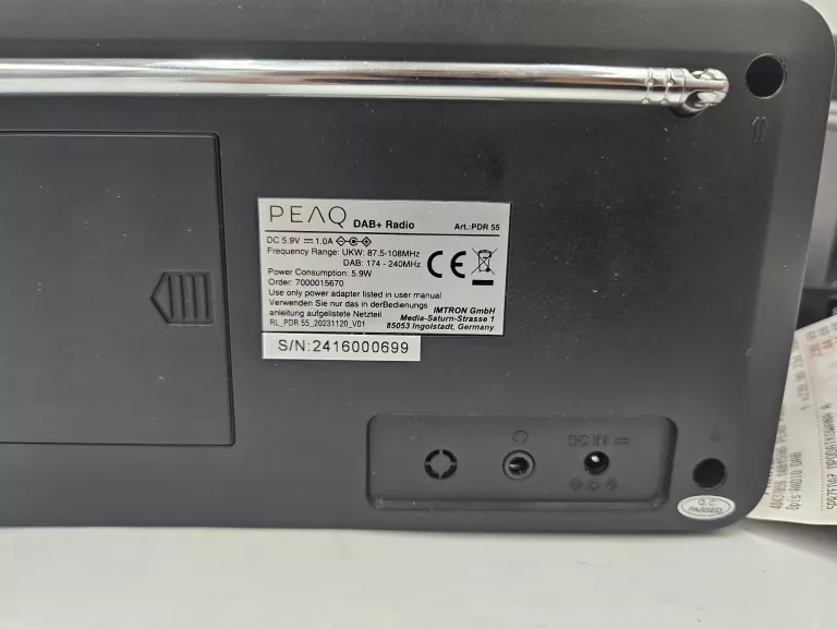 RADIO PEAQ PDR 55 GWARANCJA DAB+ 2.8"