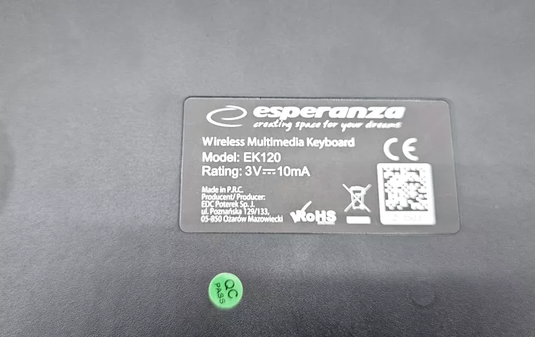 KLAWIATURA BEZPRZEWODOWA ESPERANZA EK120 + ODBIORINIK