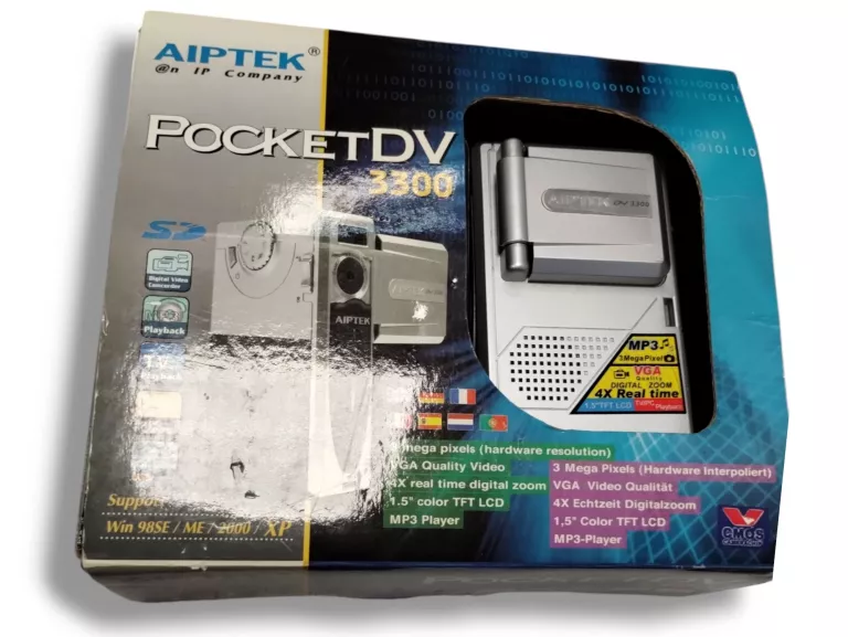 KAMERA AIPTEK POCKET DV 3300 HANDHELD DIGITAL CAMCORDER 3MP BOXED SILVER