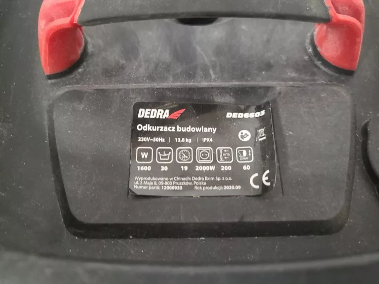 ODKURZACZ DO GIPSU FILTR WODNY 1600W DEDRA DED6603