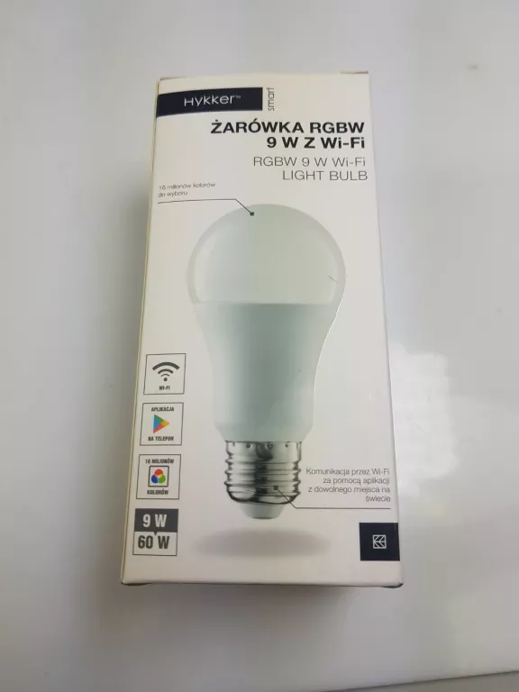 ŻARÓWKA INTELIGENTA LED RGBW 9W Z WI-FI 9W=60W HYKKER