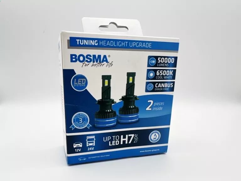 KOMPLET ŻARÓWEK SAMOCHODOWYCH BOSMA |12/24V H7 UP TO LED 50000 LM BIAŁA 60