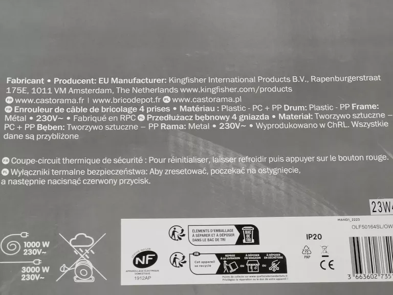 PRZEDŁUŻACZ BĘBNOWY DIALL 50M 4 GNIAZDKA +PUD
