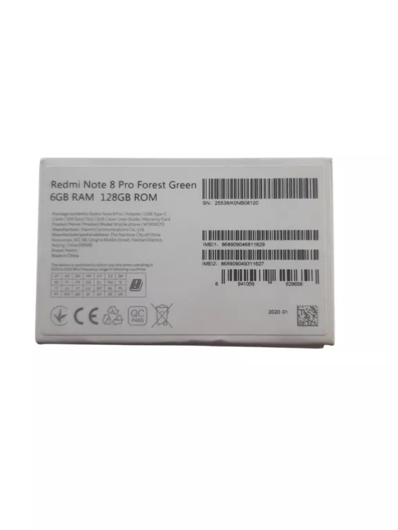 TELEFON XIAOMI REDMI NOTE 8 PRO 6/128GB/PUDEŁKO