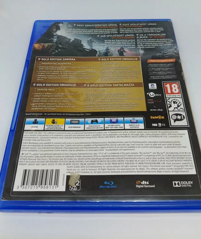 GRA NA PLAYSTATION 4 PS 4 TOM CLANCY'S THE DIVISION GOLD EDITION